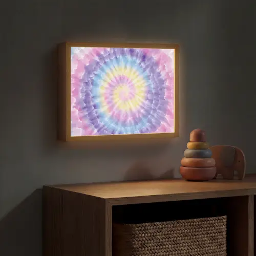 Spiraal - Tie dye - Pasteltinten Light Box met batterij (Wandlamp kind) middel -sfeer5_kind