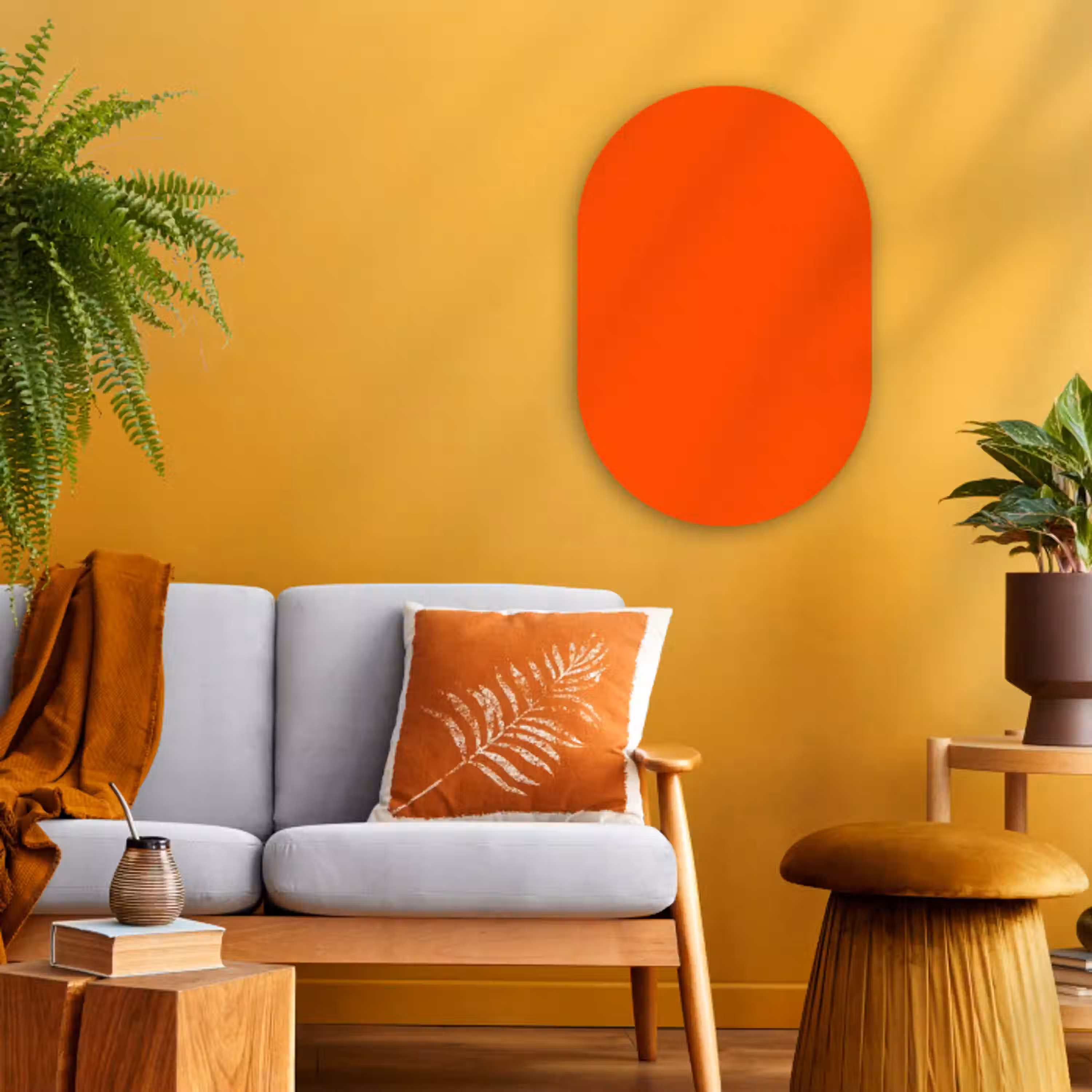 Fiery  - Tangerine - Oranje Wandcirkel Ovaal Forex klein 630 -sfeer4