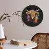 Schotse Hooglander - Graffiti - Kleurrijk - Bloem - Dieren Akoestische PET Vilt - Rond klein -sfeer3