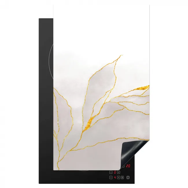 Marmerlook - Grijs - Goud - Chic - Marmer Inductie beschermer vinyl 3mm middel -3d