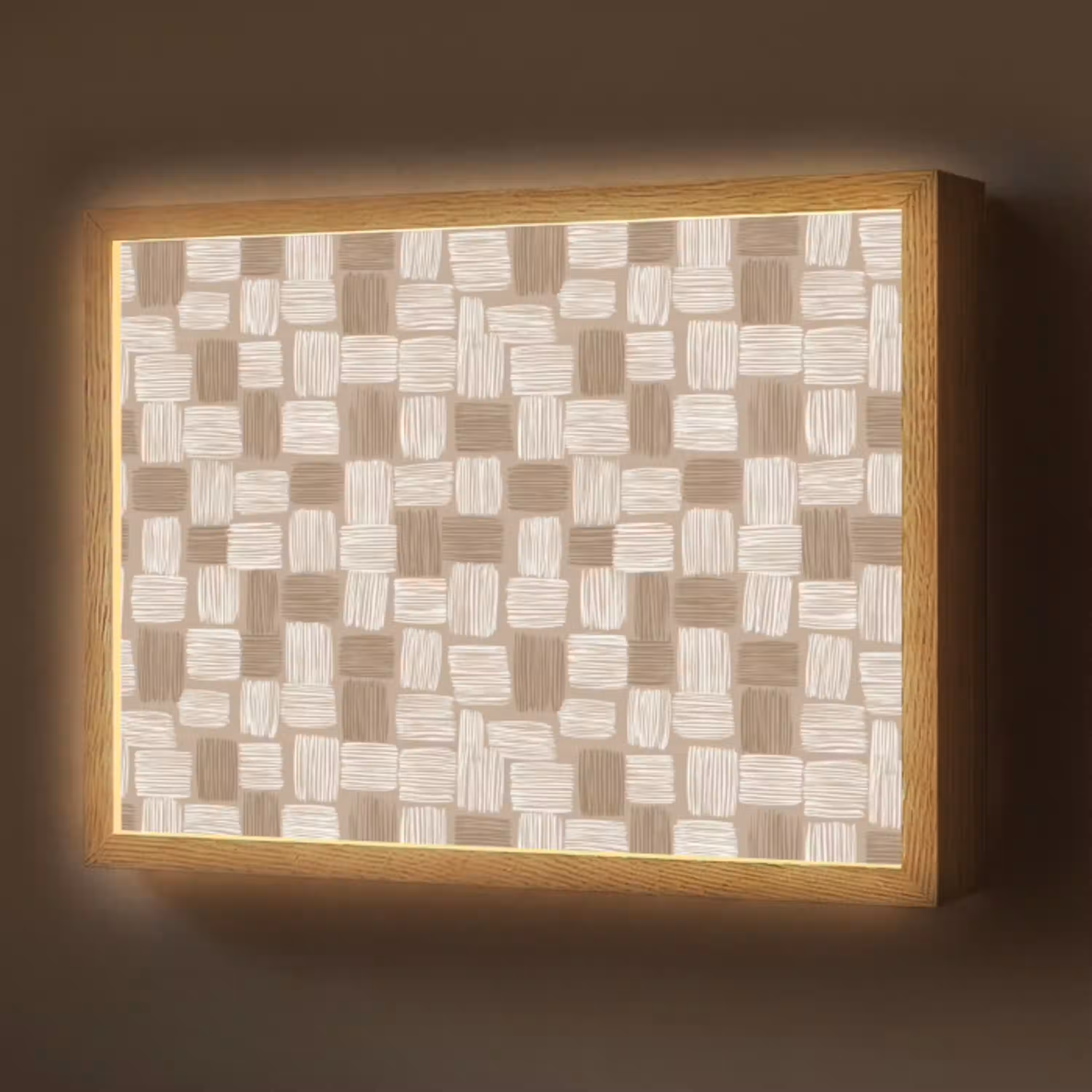Blok - Patroon - Bruin Light Box met batterij (Wandlamp) middel 907 -z3d_website