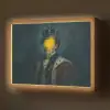 Koning - Portret - Druipende gele verf Light Box met batterij (Wandlamp) middel -z3d_website
