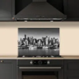 Skyline - Stad - Wolkenkrabbers - Zwart - Wit keuken achterwand spatscherm klein -sfeer1