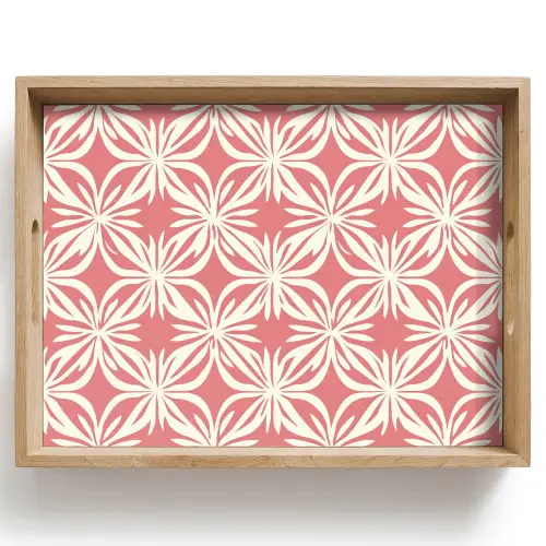 Roze - Bloemenmotief - Wit - Modern Dienblad Rechthoek middel 911 -z3d_shopping