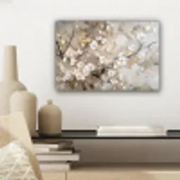 Bloemen - Wit - Goud - Beige  - Luxe canvas 2cm klein -sfeer6