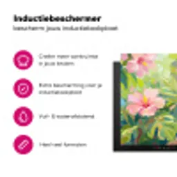 Papagaai - Hibiscusbloemen - Kleurrijk Inductie beschermer vinyl 3mm klein -wsfeer2_website