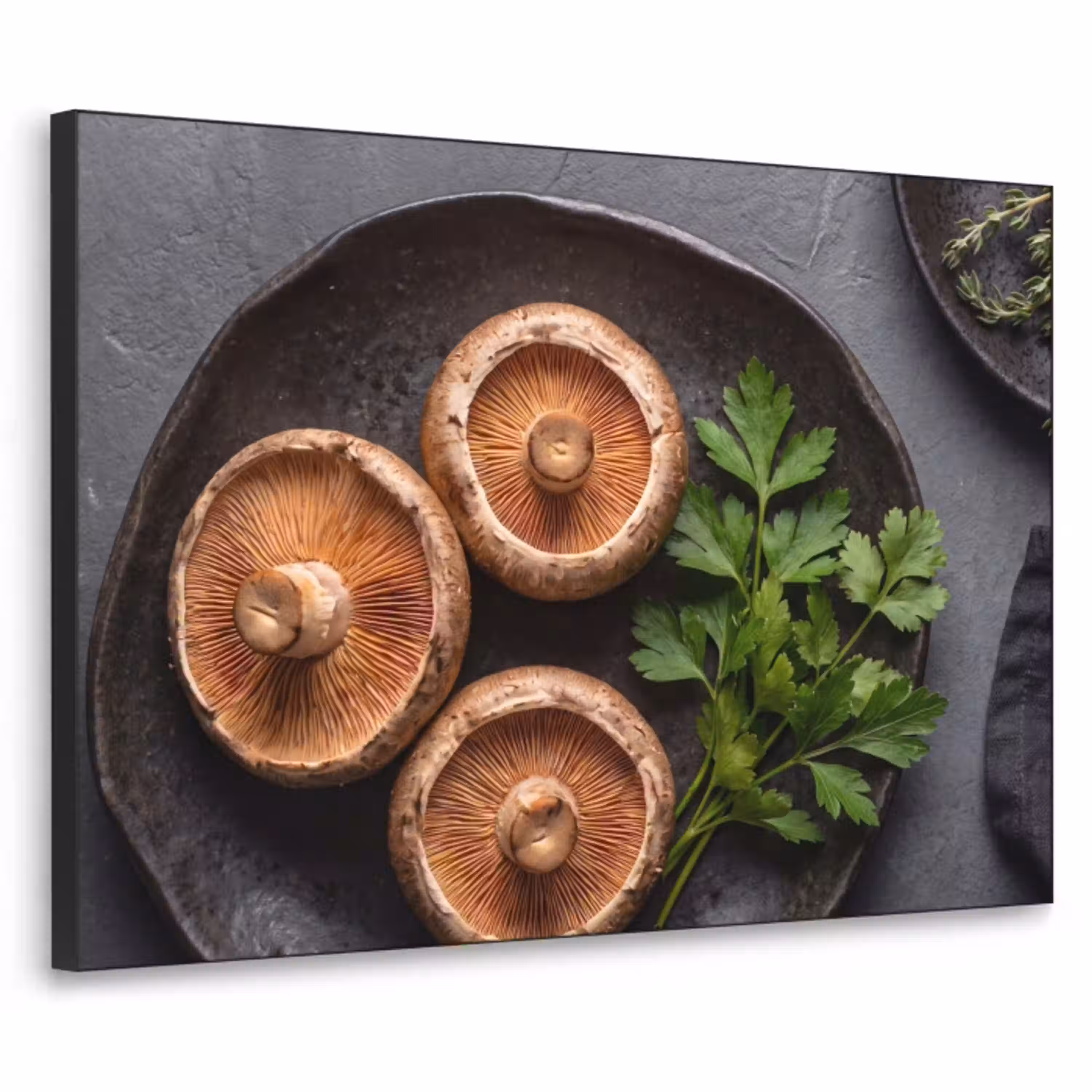 Paddestoelen - Kruiden - Eten Textielframe zwart klein -3d