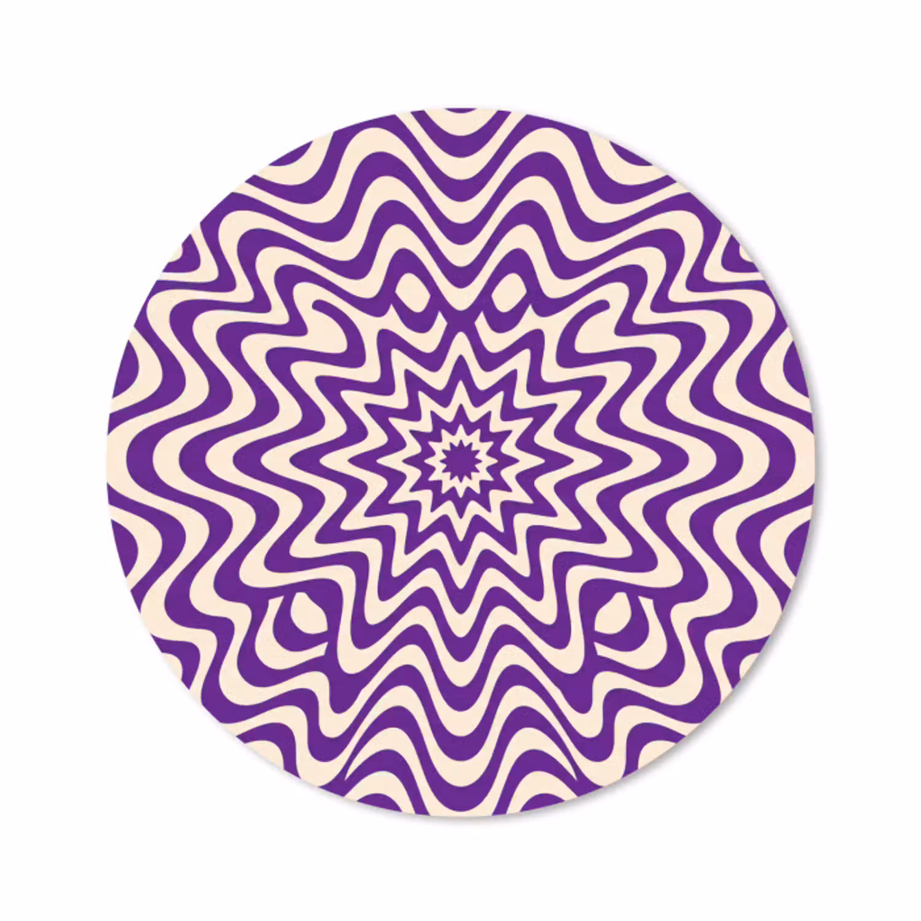 Abstract - Golven - Optisch - Modern - Paars Muismat rond klein -3d