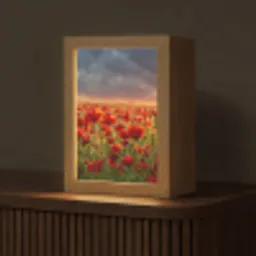 Zonsondergang - Klaprozen - Rood - Bloemen - Veld - Natuur Light Box met kabel (Tafellamp) klein -z3d_website