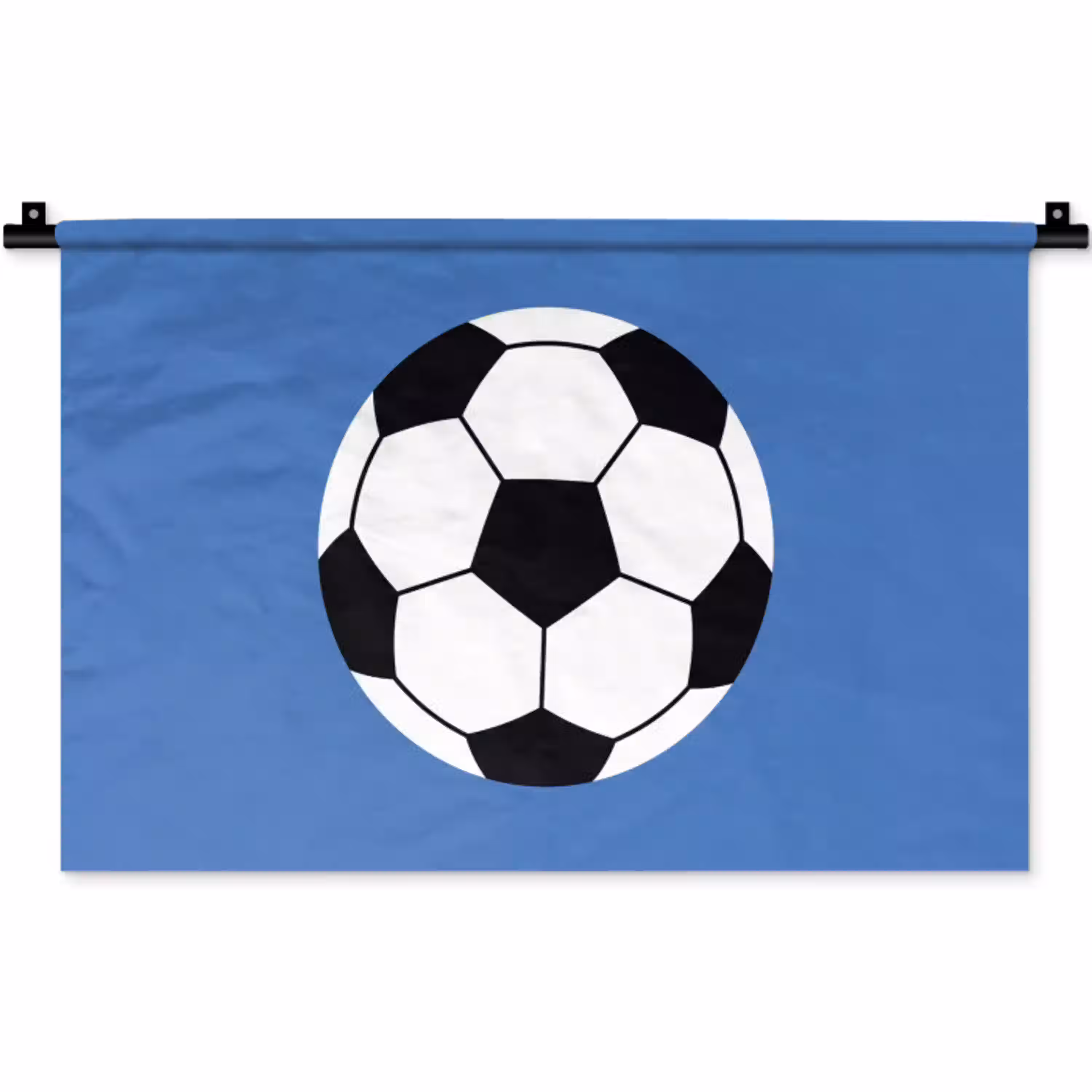 Voetbal - Zwart-wit - Sport - Illustratie - Blauw Wandkleed katoen klein -zz3d