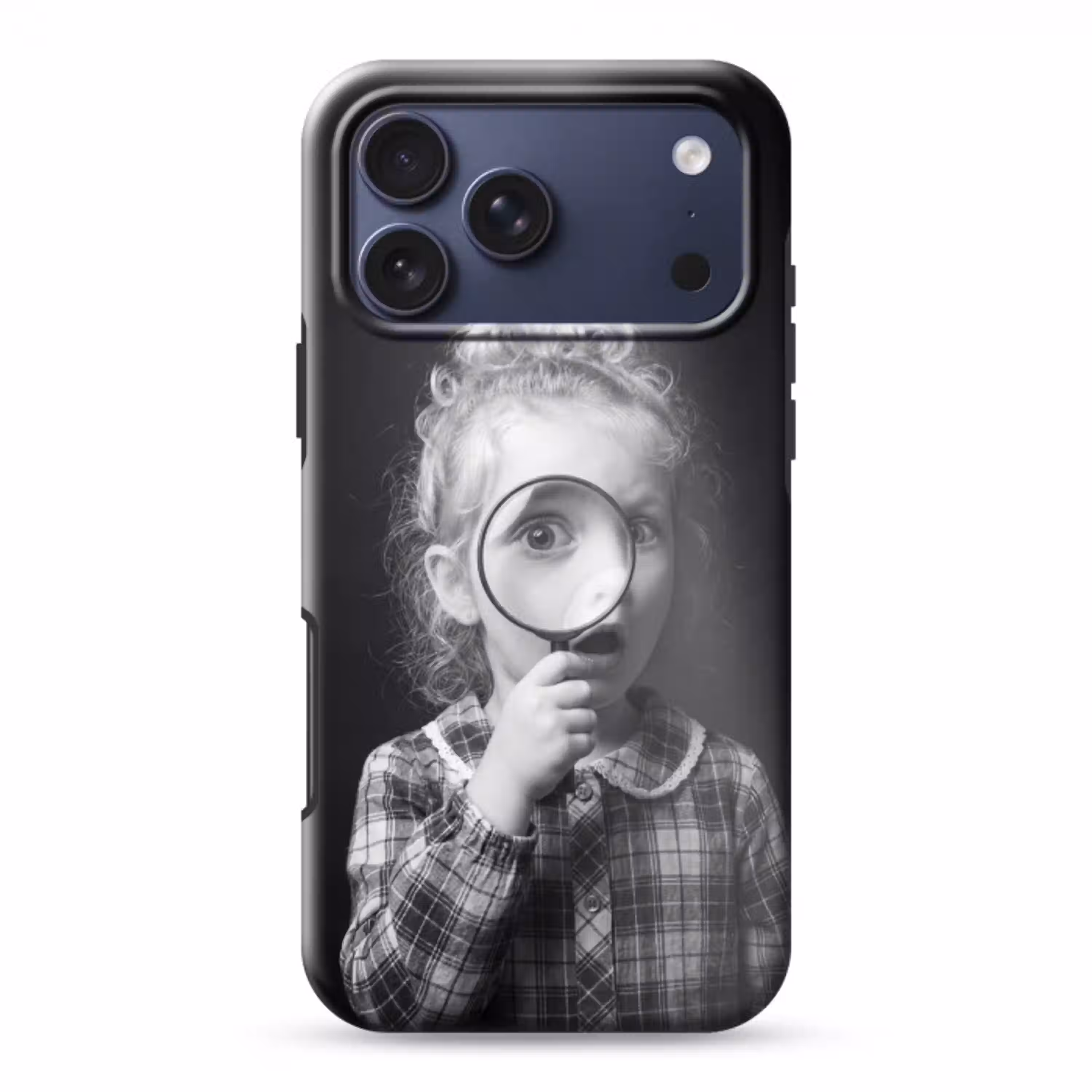 Kind - Vergrootglas - Portret - Zwart-wit Toughcase MagSafe Apple iPhone 17 Pro Max klein -3d