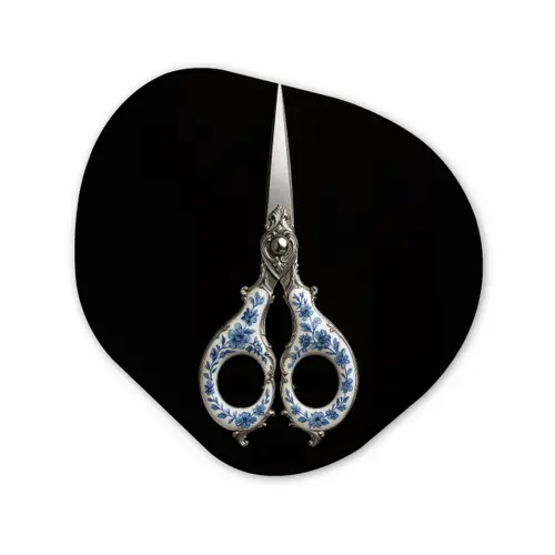 Schaar - Delfts blauw - Zwart Wandcirkel Organisch Plexiglas middel -3d