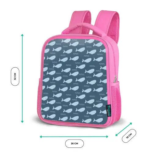 Klein - Oceaan - Golven - Blauw Kinderrugzak - Roze middel 863 -productfoto_formaten