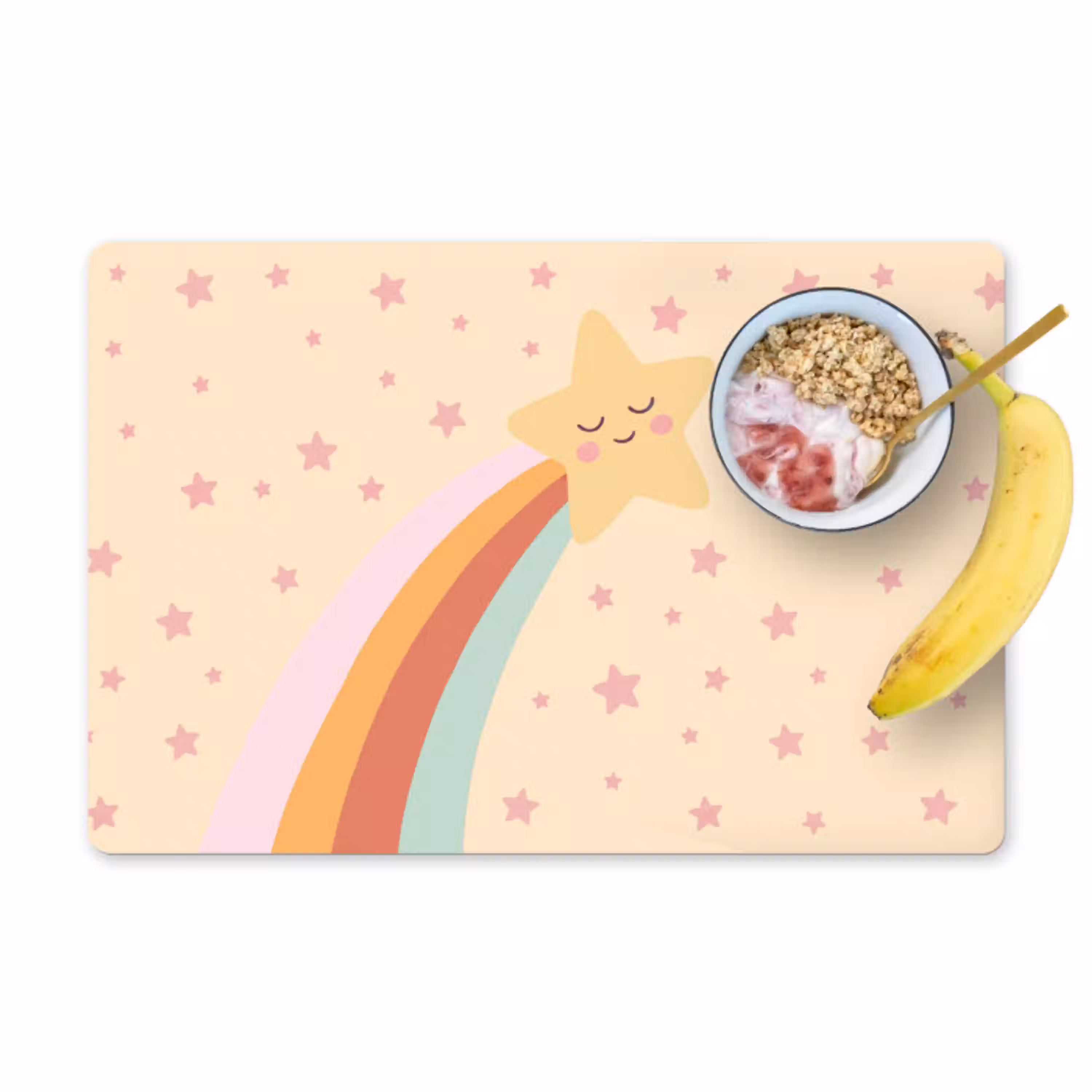 Ster - Regenboog - Nacht - Illustratie - Pastel Placemat vinyl groot -zzzproduct_Kitchenyeah-website