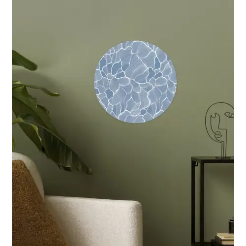 Abstract - Blauw - Bladeren Wandcirkel behangsticker klein -sfeer2
