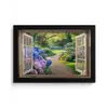 Doorkijk - Tuin - Raam - Hortensia - Bloemen fotolijst zwart zonder passe partout klein -3d