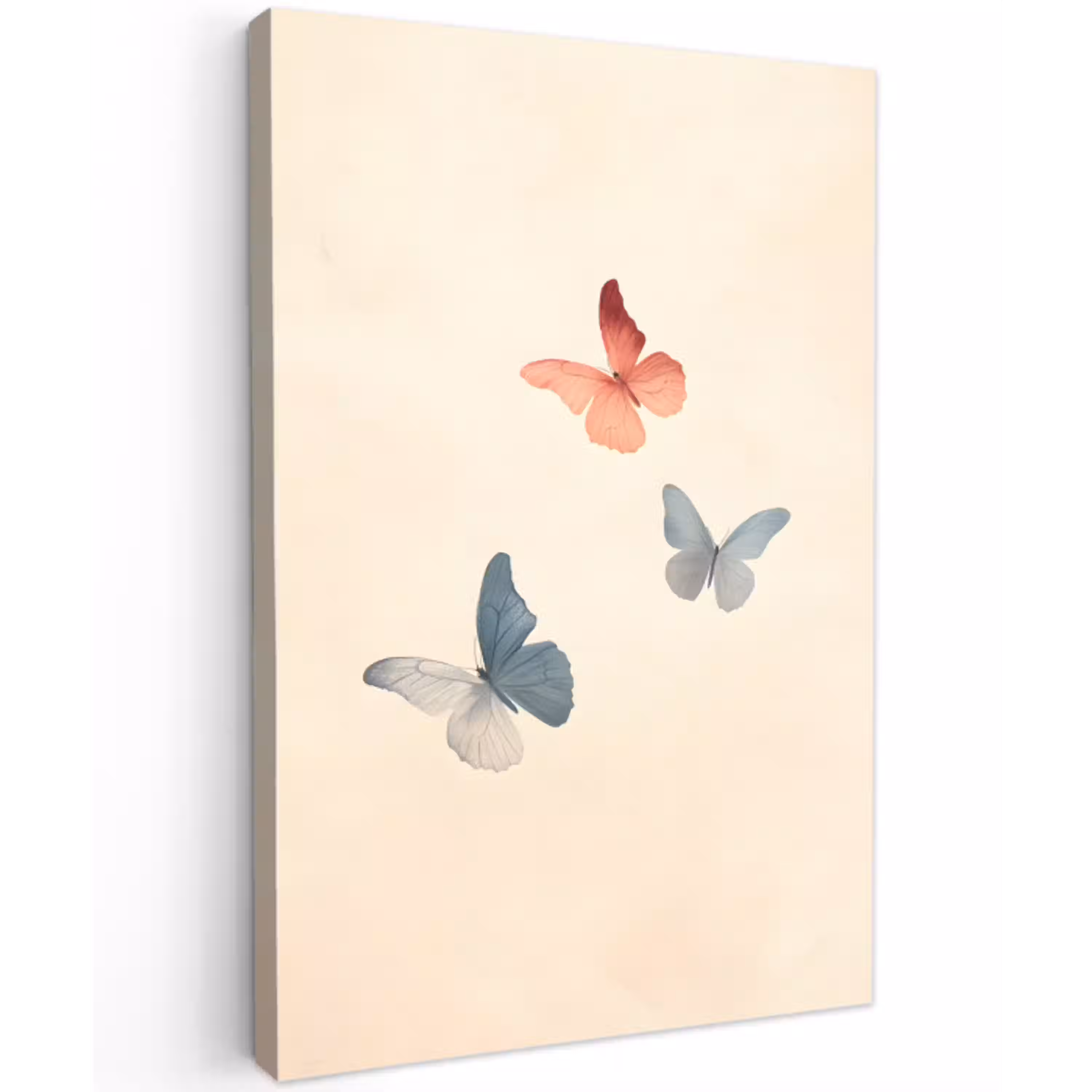 Vlinders - Minimalistisch - Roze Tuinposter op houten frame 2 cm dik middel -3d