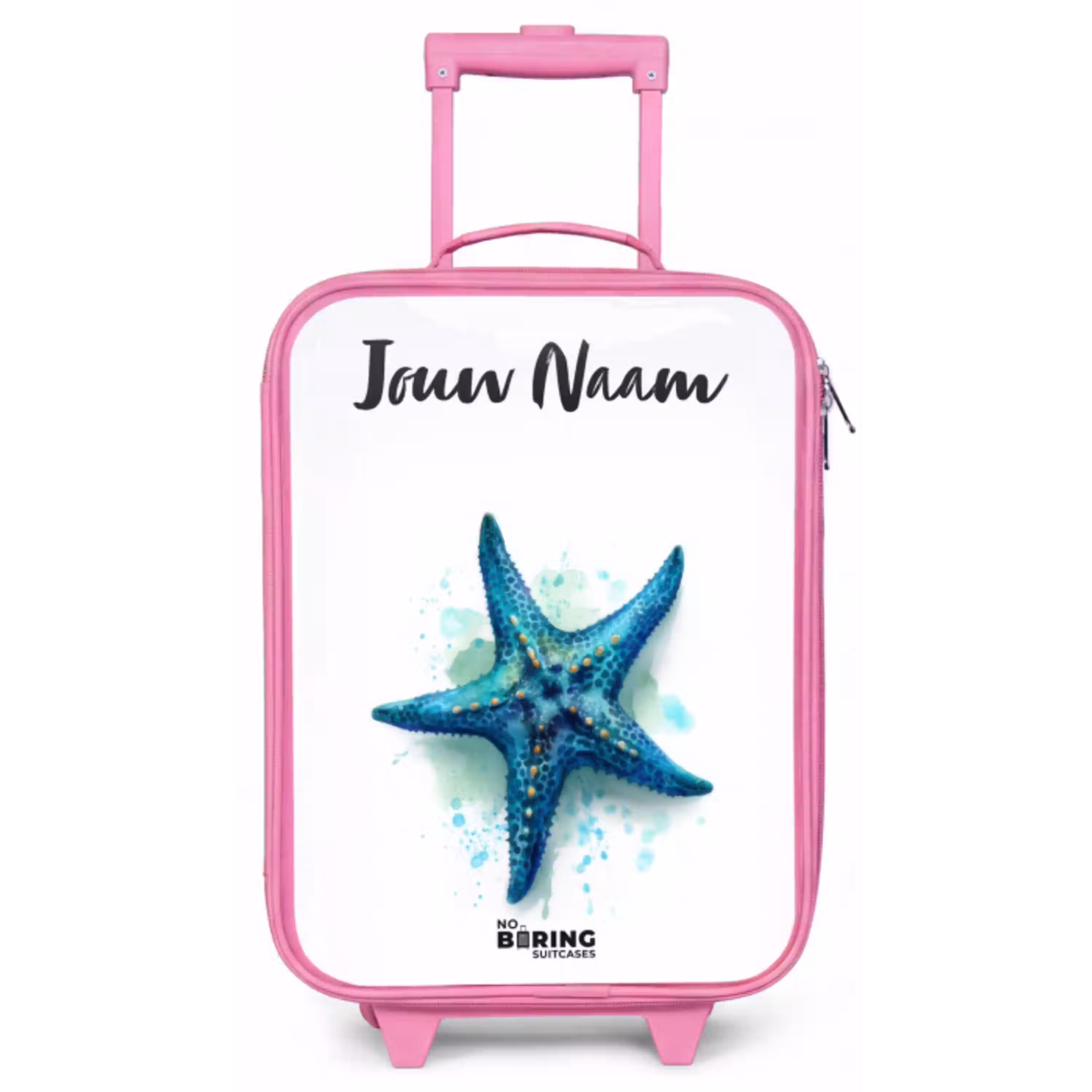 Blauwe Zeester op Witte Achtergrond Kinderkoffer - Roze klein -zz3dotto
