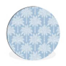 Palmboom - Modern - Blauw Wandcirkel aluminium klein 190 -3d