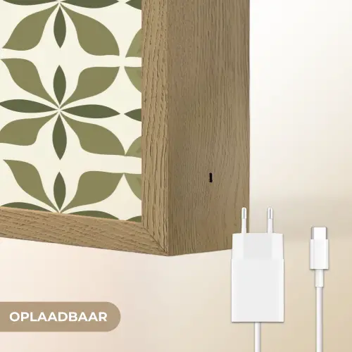 Botanisch - Retro - Groen Light Box met batterij (Wandlamp) middel 907 -USP_websiteoplaadbaarNL
