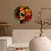 Vrouw - Sinaasappel - Bessen - Oranje Wandcirkel behangsticker klein -sfeer1