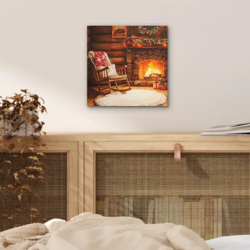 Winter - Kerst - Huis - Openhaard aluminium wit klein -sfeer3