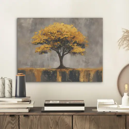 Boom - Bladeren - Goud - Abstract PET vilt klein -sfeer1