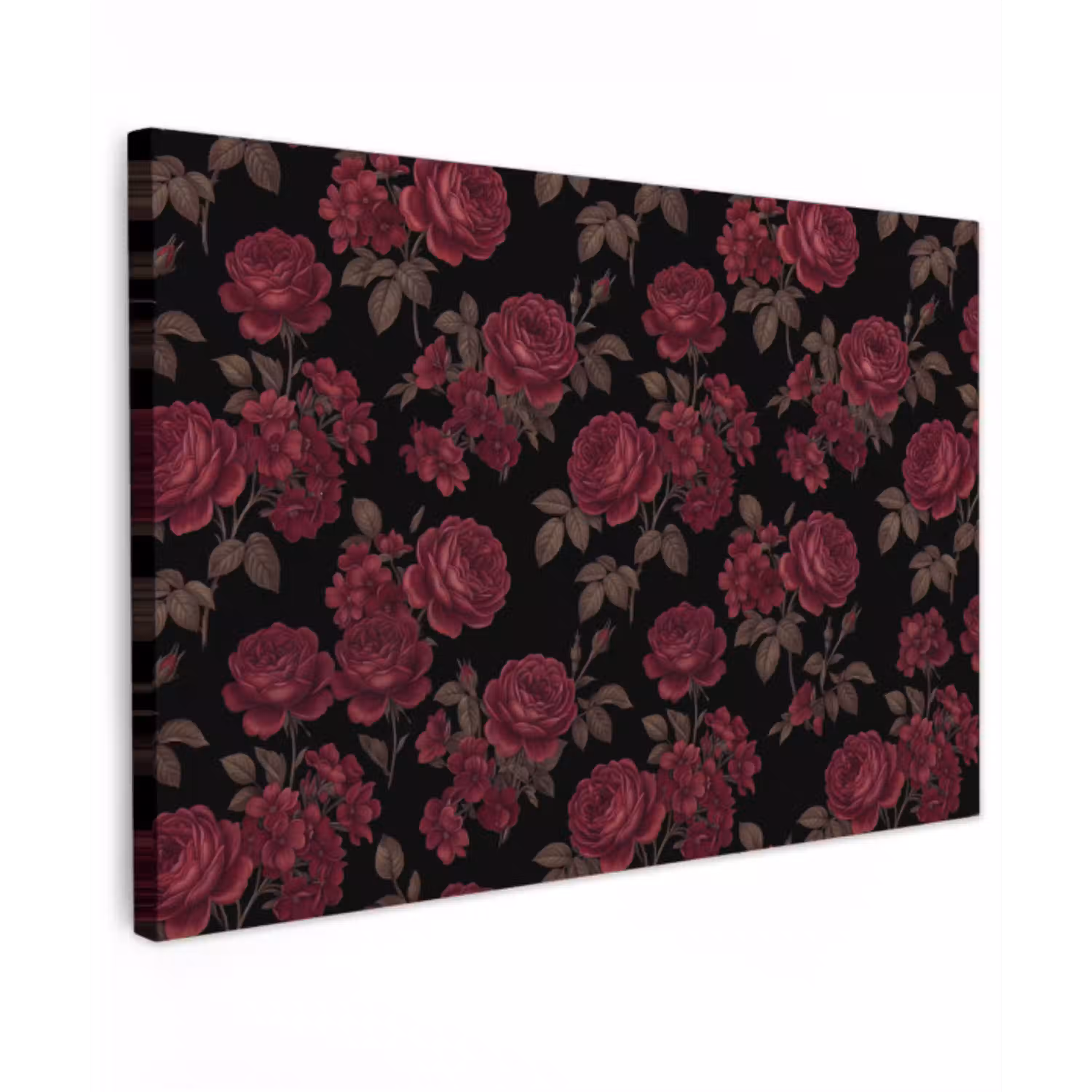 Bloemen - Roos - Patroon - Klassiek - Rood canvas 2cm klein -z3d