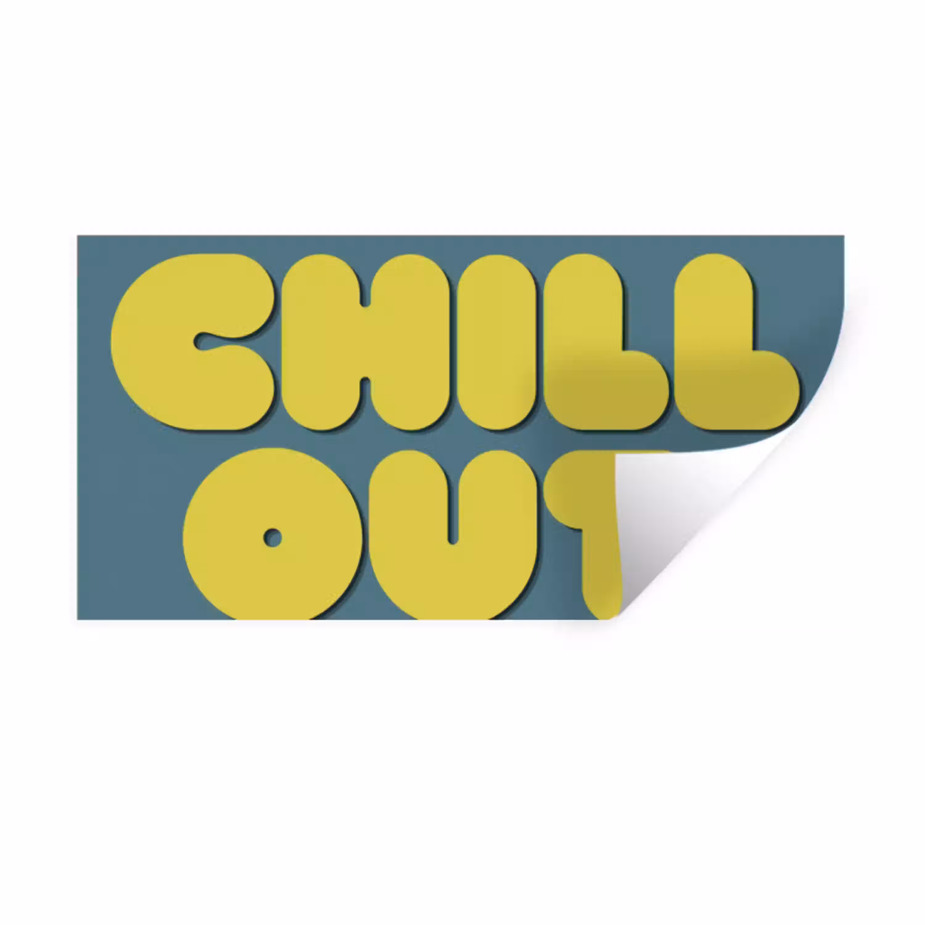 Chill out - Geel - Blauw Muursticker klein -3d