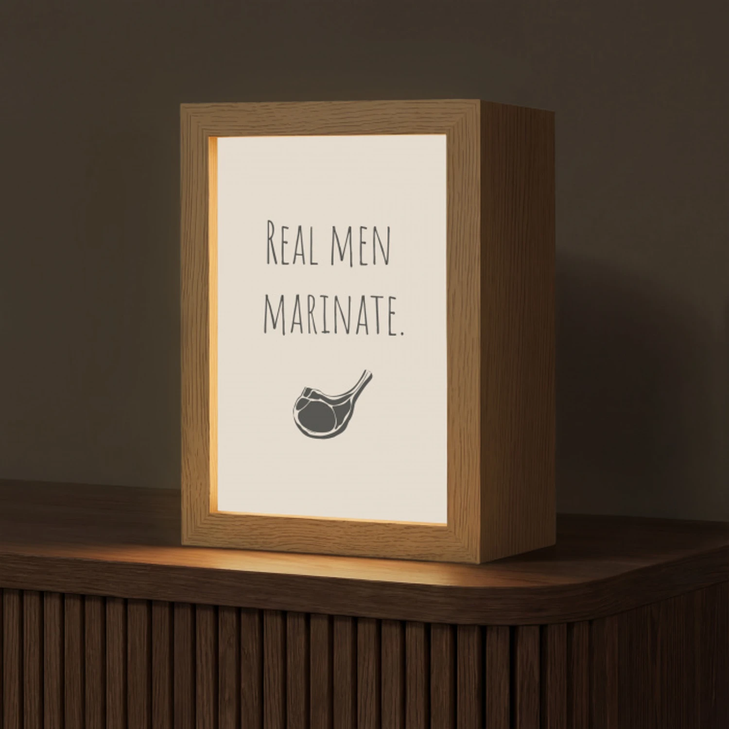 Vlees - Minimalistisch - Beige - Quote Light Box met kabel (Tafellamp) klein -z3d_website