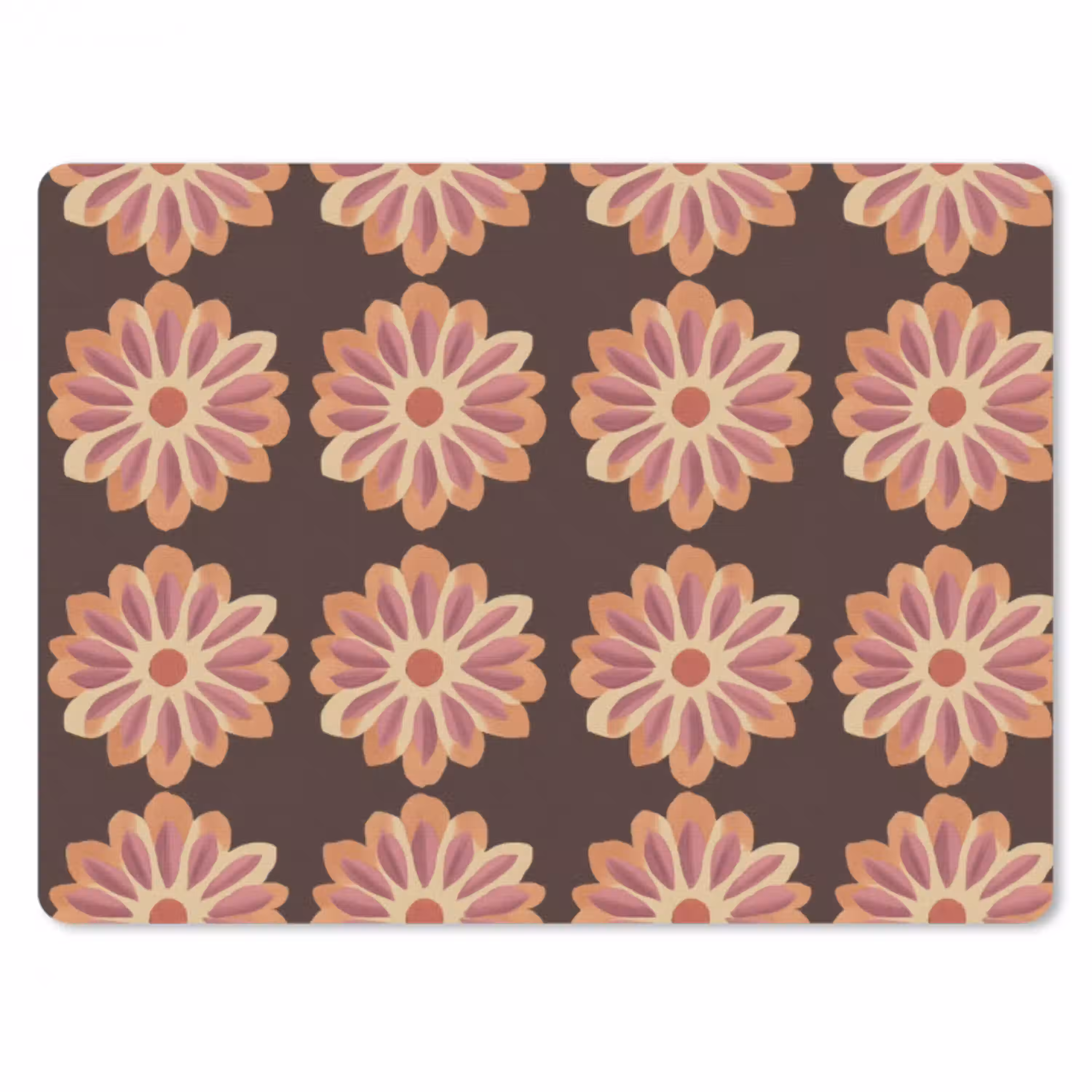 Bloemen - Patroon - Bruin muismat rubber klein 262 -3d