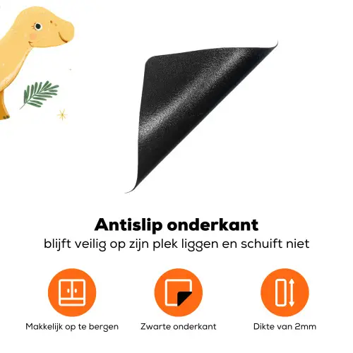 Sterren - Stegosaurussen - Blaadjes - Groen Inductie beschermer vinyl 3mm klein -zzzzzzz-td-onderkant