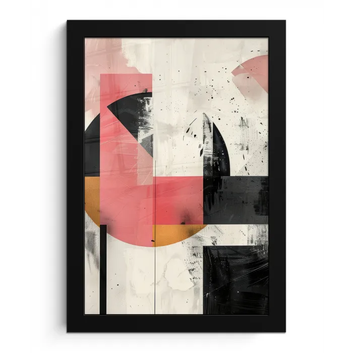 Roze - Abstract - Aesthetic - Modern - Vormen fotolijst zwart zonder passe partout klein -3d