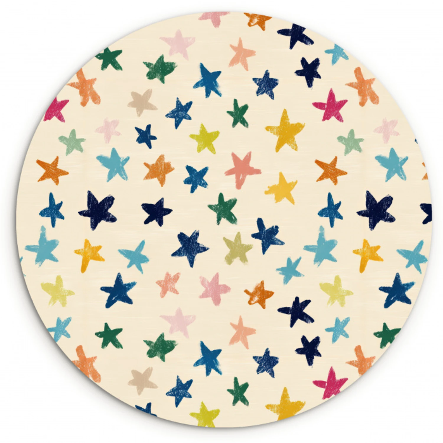 Patroon - Sterren - Kleurrijk Wandcirkel kunststof plaat 5mm dik klein 188 -3d
