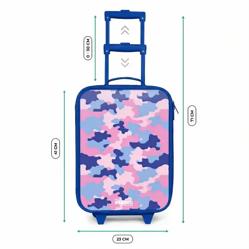 Camouflage - Roze - Blauw Kinderkoffer - Blauw klein -productfoto_formaten