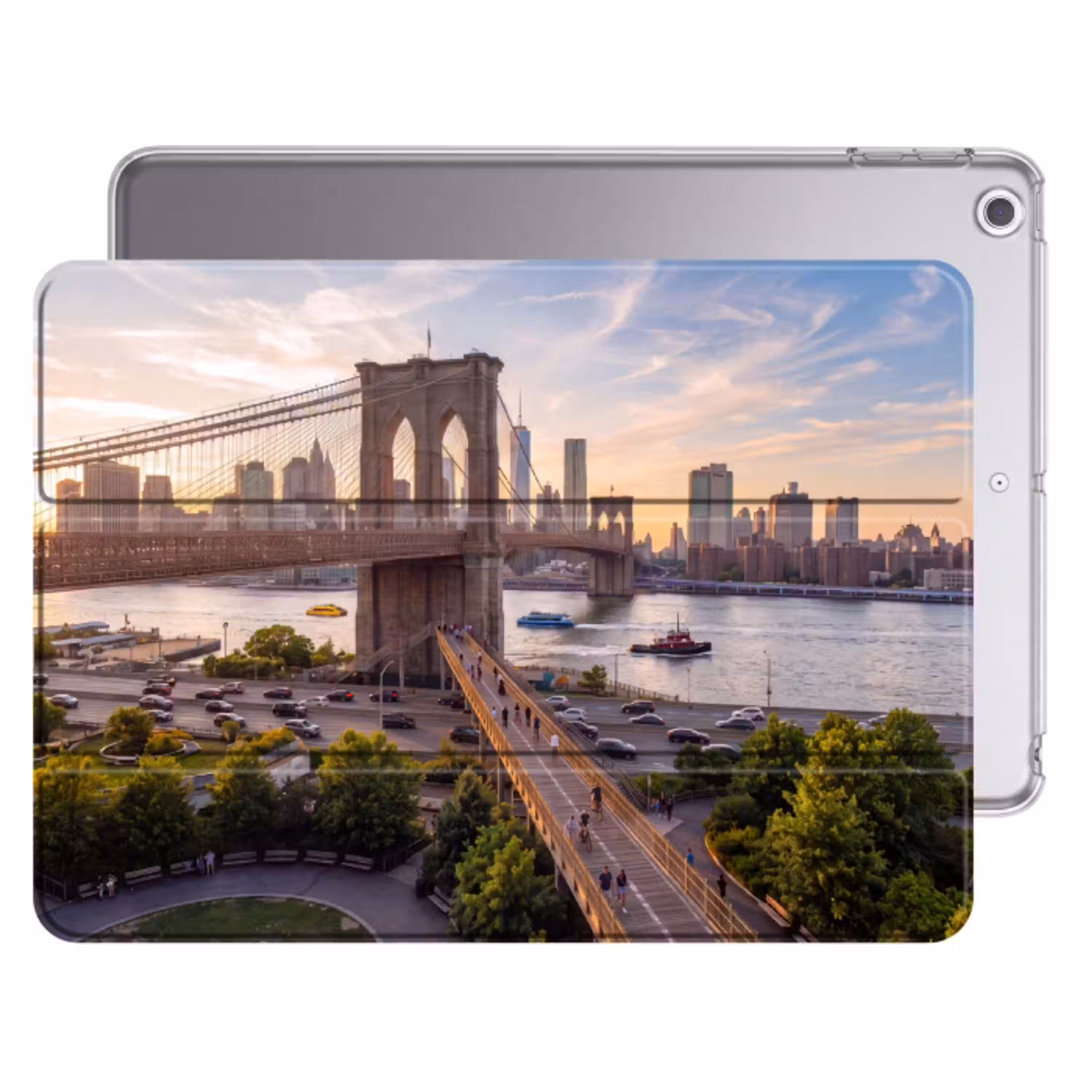 Brug - Rivier - Stad - Zonsondergang - Architectuur Apple iPad 2017 middel -threedimensional_3d_global