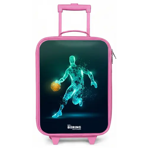 Basketbalspeler in neon dribbelactie Kinderkoffer - Roze klein -zz3dotto
