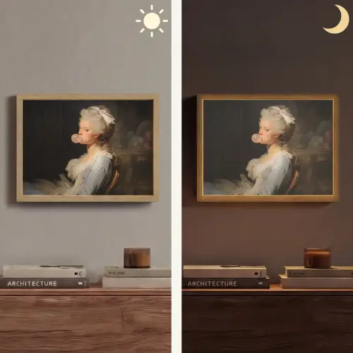 Vrouw - Barokjurk - Kauwgom Light Box met batterij (Wandlamp) middel -sfeer3