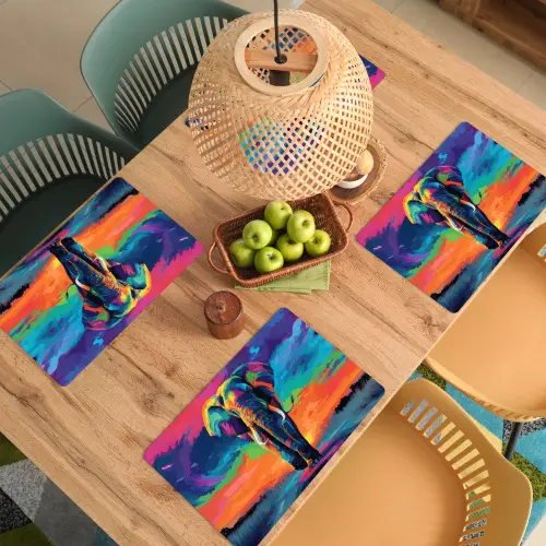 Olifant - Kleurrijk - Lucht - Abstract Placemat vinyl groot -zzsfeer5_Kitchenyeah-website