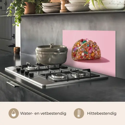 Taco - Kleurrijk - Edelstenen - Goud keuken achterwand spatscherm klein -usp_NL