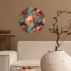 Zalmroze - Patroon - Bloemen Wandcirkel plexiglas klein 852 -sfeer1
