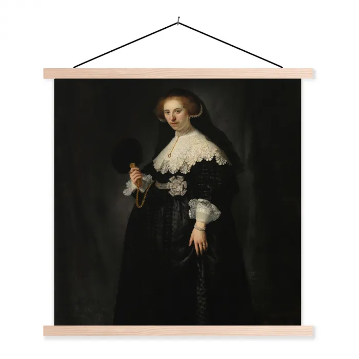 Het huwelijksportret van Oopjen Coppit - Rembrandt van Rijn textielposter latten blank klein -3d