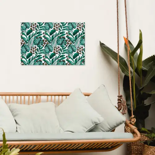 Palmblad - Panterprint - Tropical tuinposter los doek klein -sfeer7