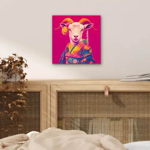Geit - Hoorns - Kimono - Kleurrijk aluminium wit klein -sfeer3