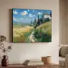 Zandpad - Huis - Bomen - Grasveld Textielframe zwart klein -sfeer3