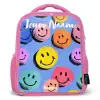 Een speels en kunstzinnig patroon van kleurrijke smileys Kinderrugzak - Roze middel -3d