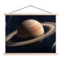 Planeten - Saturnus - Ruimte textielposter latten blank klein -3d