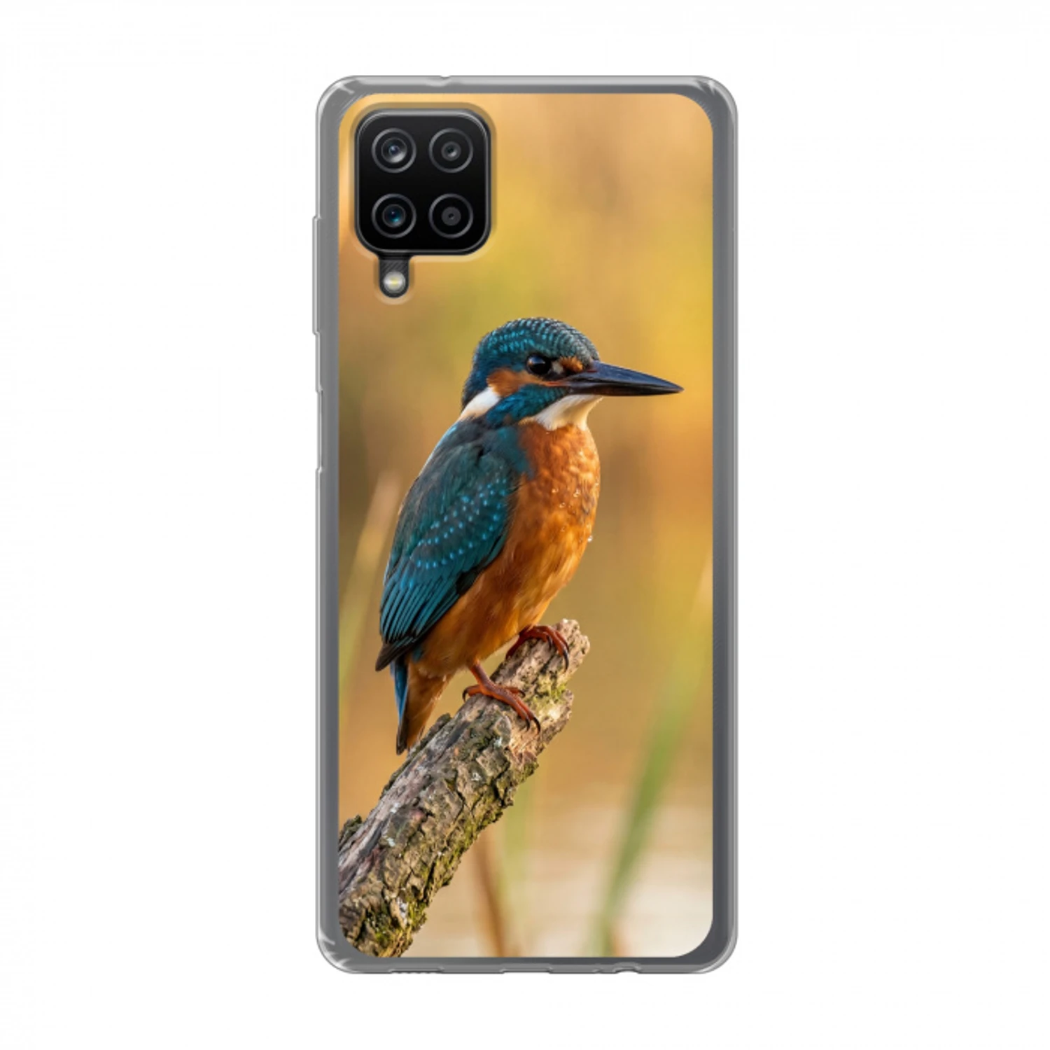 IJsvogel - Tak - Water - Kleurrijk - Levendig Telefoonhoesje Samsung Galaxy A12 klein -3d