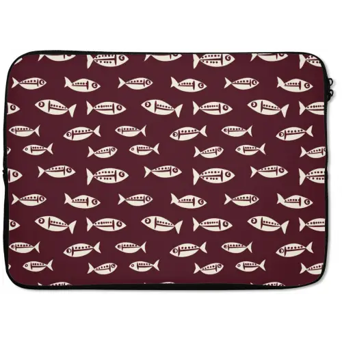 Vissen - Grafisch - Patroon - Donker laptophoes neopreen klein 279 -zkaufland3dotto