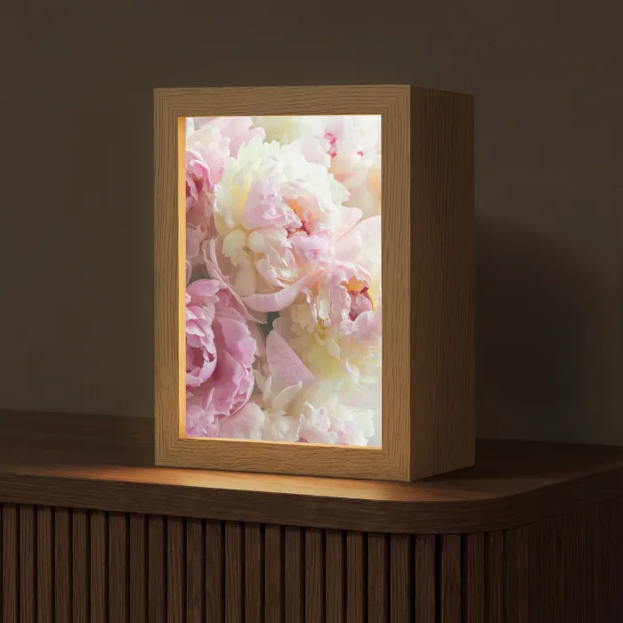 Vintage - Bloemen - Rozen - Natuur Light Box met kabel (Tafellamp) klein -z3d_website